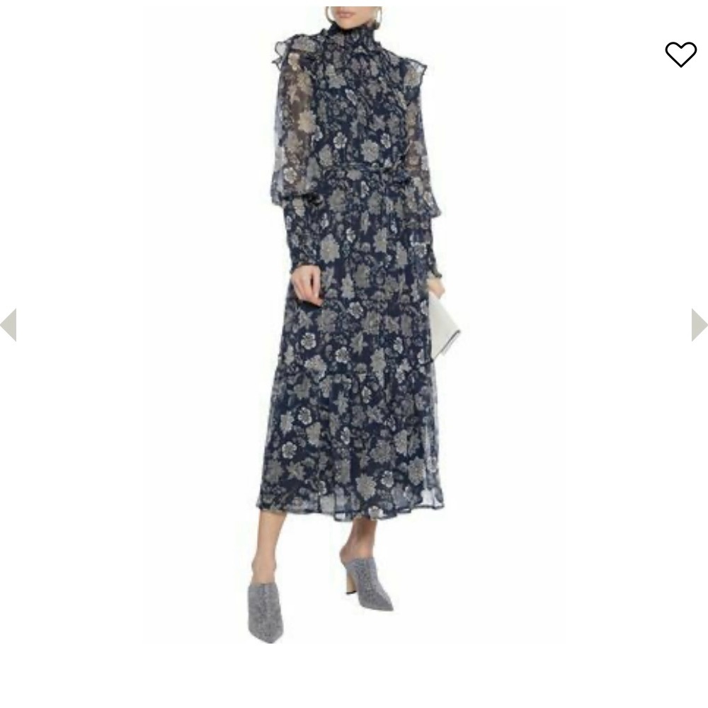 Walter Baker Blue Ruffled Tiered Long Sleeve Dress
